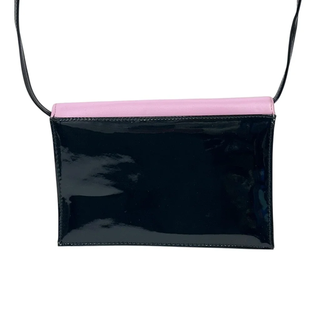 NEW Lerner Crossbody Bag Womens Pink Black Bow Patent Faux Leather‎ Purse Y2K